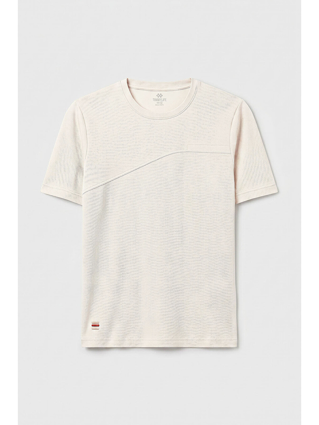 Ekru Rahat Form Yüzeyi Dokulu Ön Dikiş Detaylı Erkek T-shirt - 88437