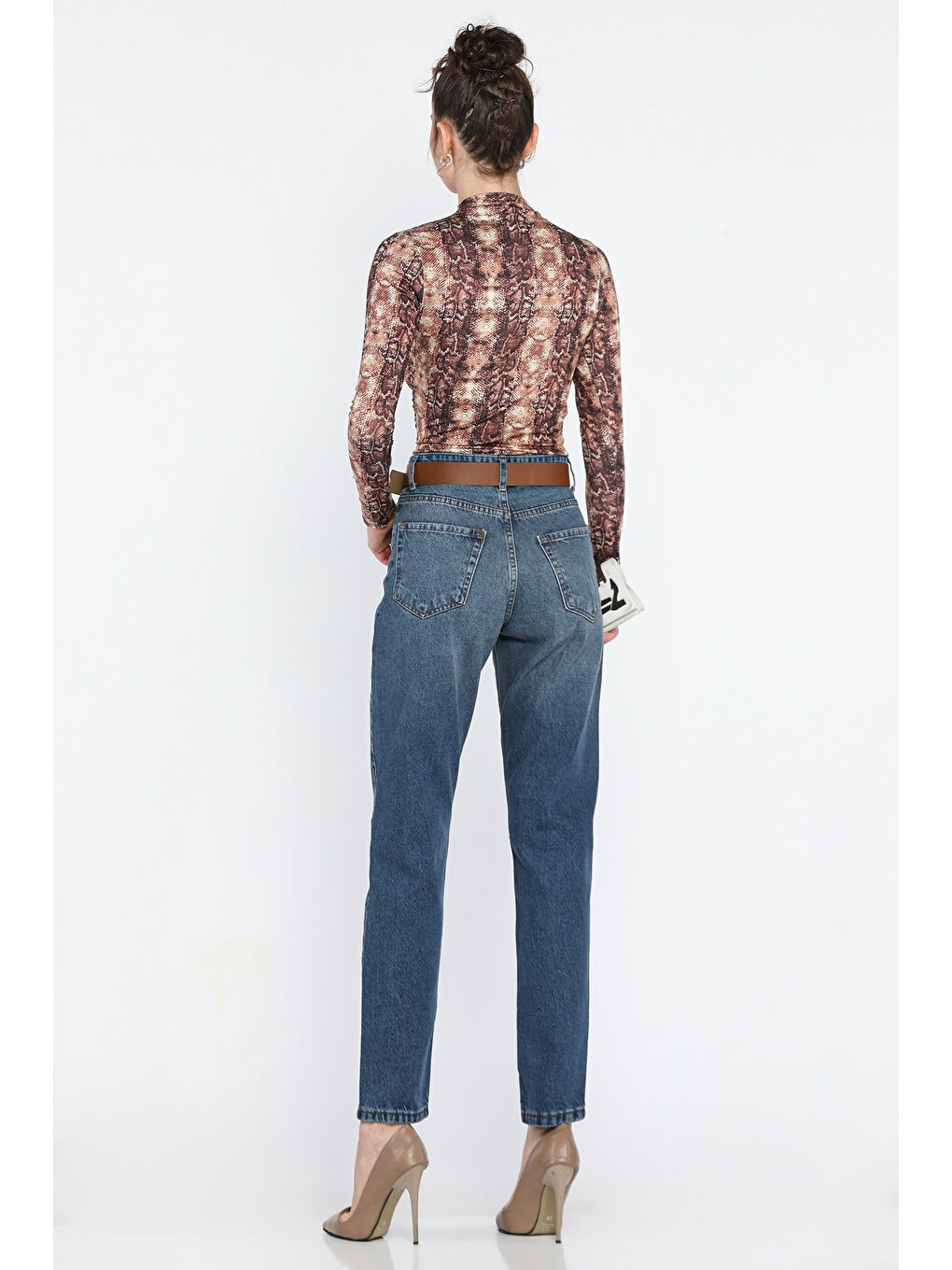 Mavi Kadın Kemer Detaylı Mom Jean Pantolon-2