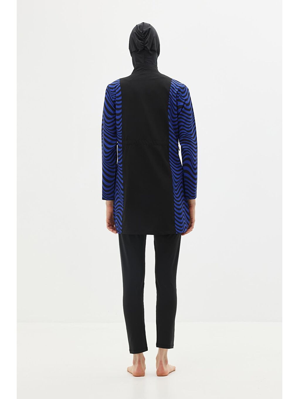 Zebra Desenli 4'Lü Tesettür Mayo 6227 Siyah/Sax-7