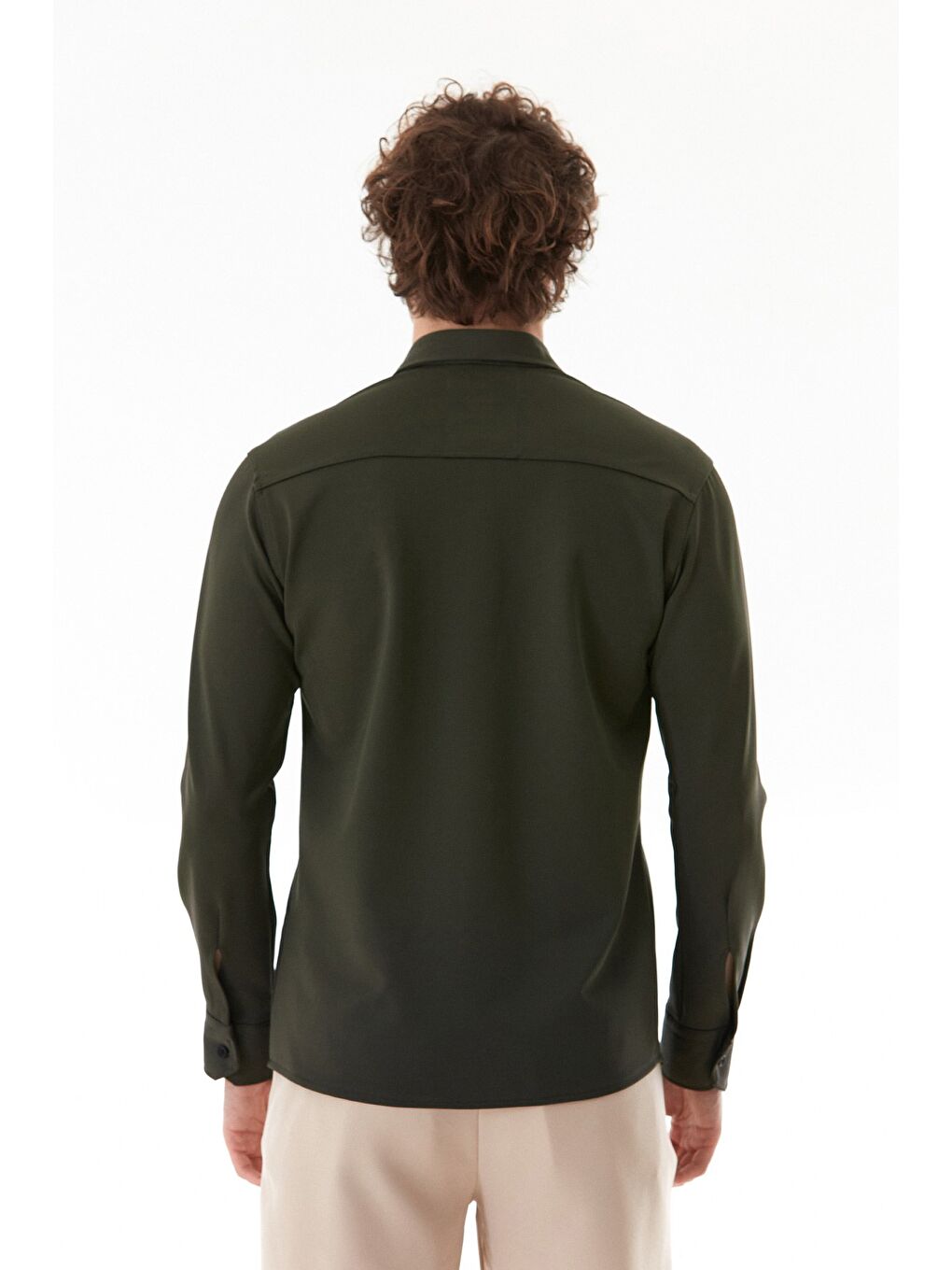 Yeşil Çift Cepli Çıtçıtlı Gömlek-2