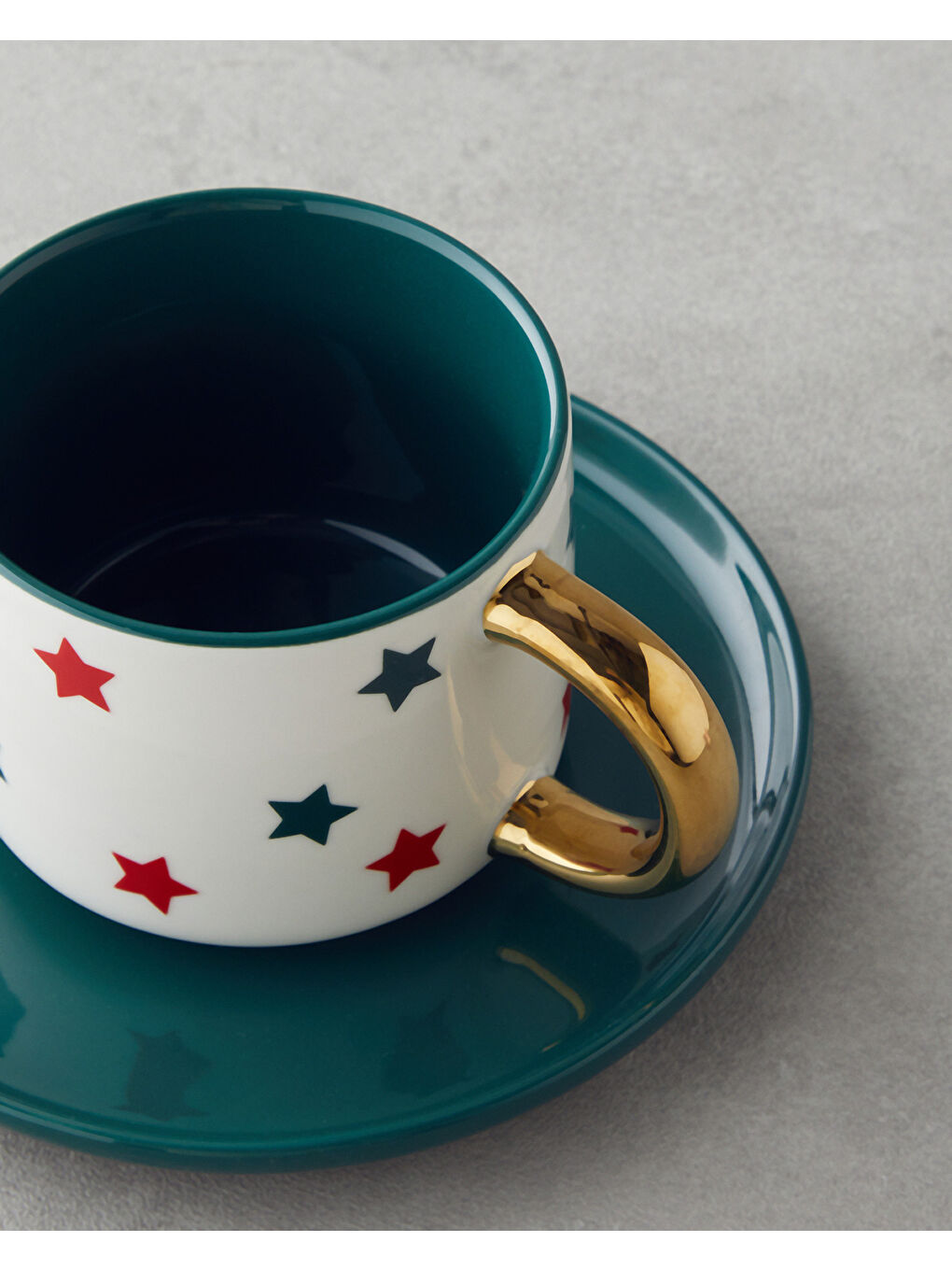 Holiday Shine New Bone China 4 Parça 2 Kişilik Çay Fincanı Takımı 200 ml Kırmızı-Yeşil-Gold-3