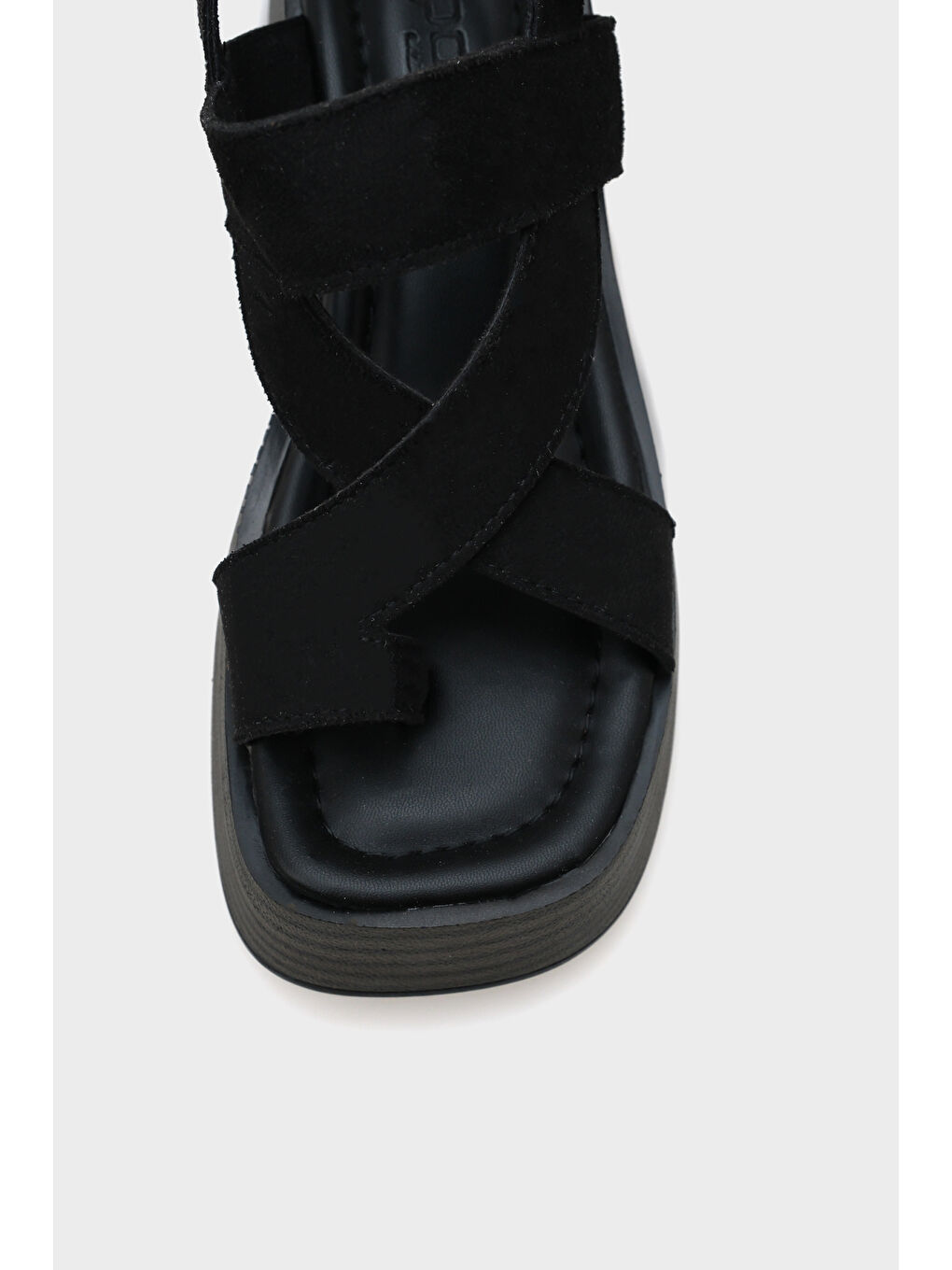 Siyah Doris Taşlı Tokalı Süet Dolgu Topuklu Kadın Terlik-2