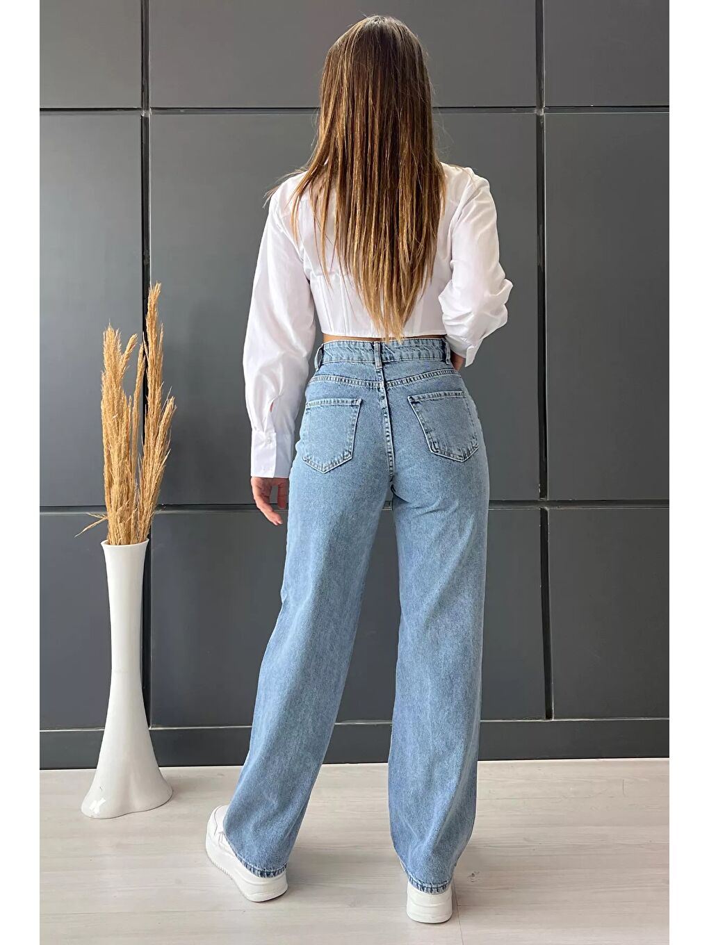 Mavi Kadın Bol Paça Yüksek Bel Jean Pantolon-3