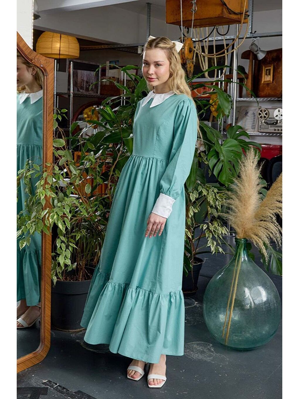Mint Yeşili Çalıkuşu Elbise-1