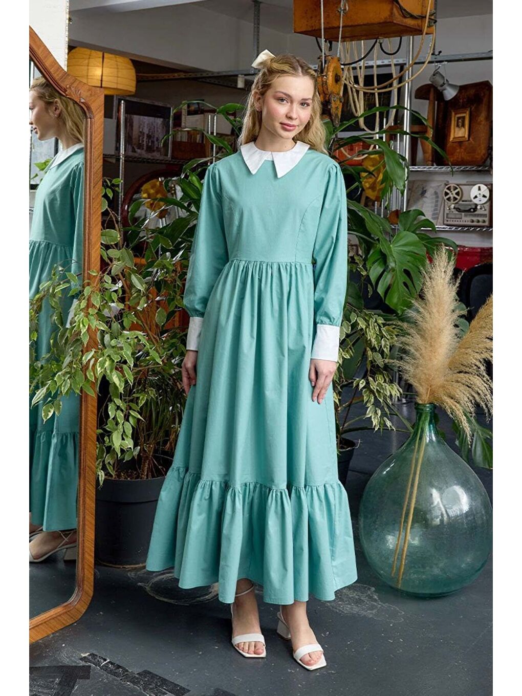 Mint Yeşili Çalıkuşu Elbise-2