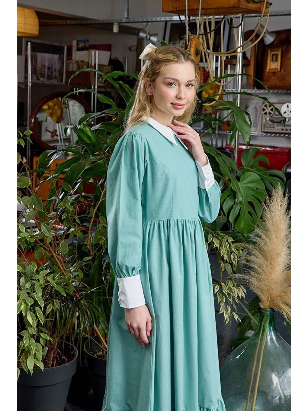 Mint Yeşili Çalıkuşu Elbise-4