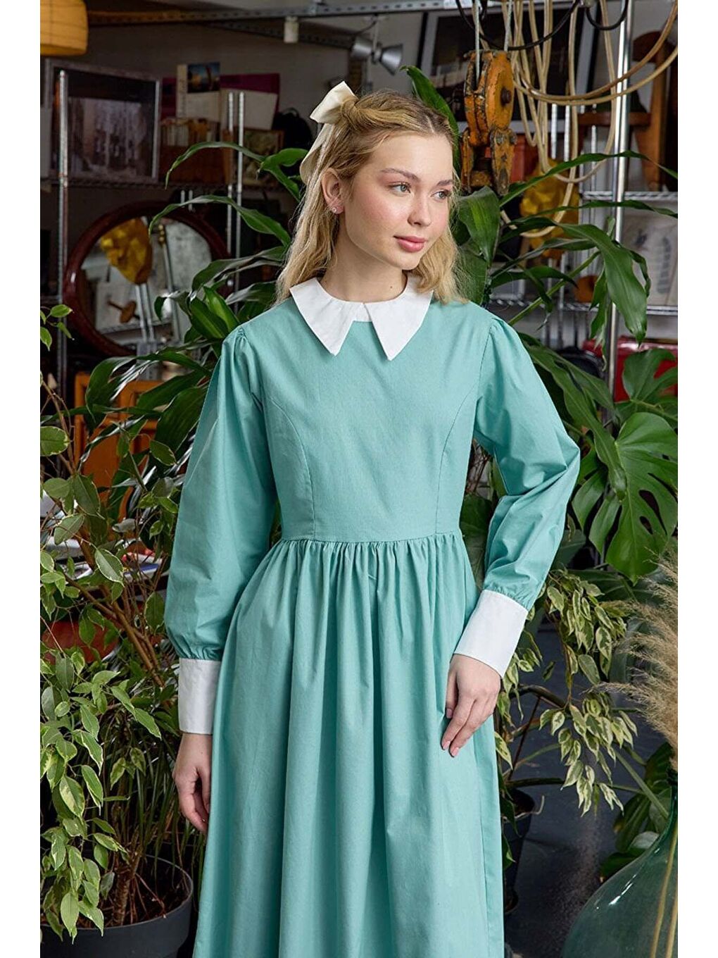 Mint Yeşili Çalıkuşu Elbise-5