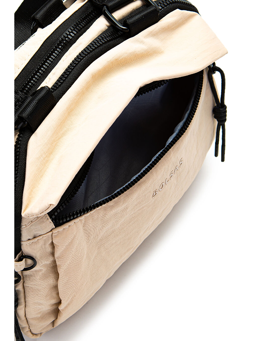 Ekru Klinkır Kumaş Kadın Çapraz Çanta Gale Krem-4