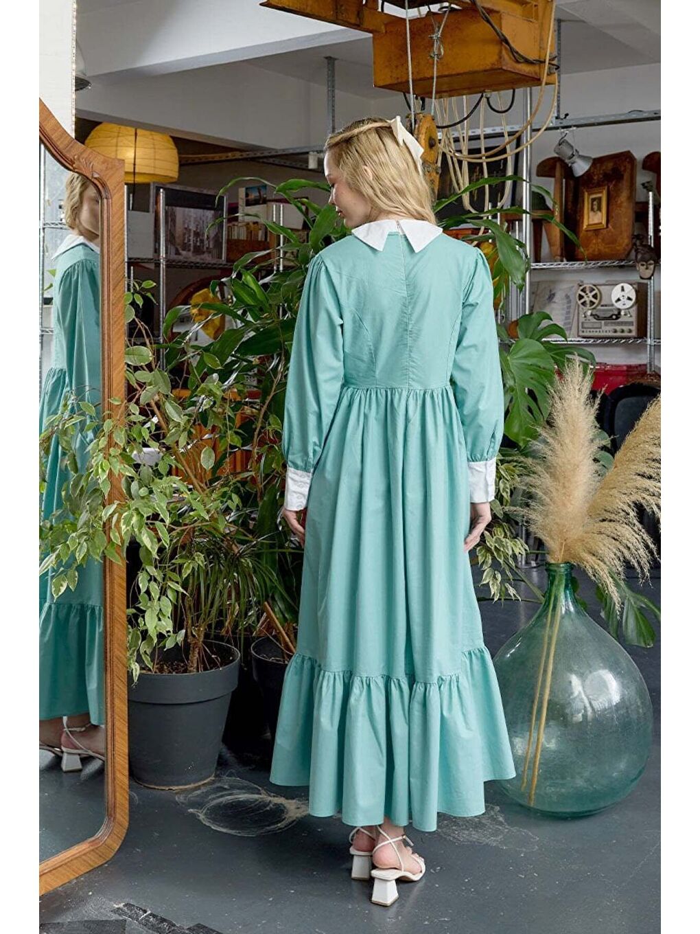 Mint Yeşili Çalıkuşu Elbise-7
