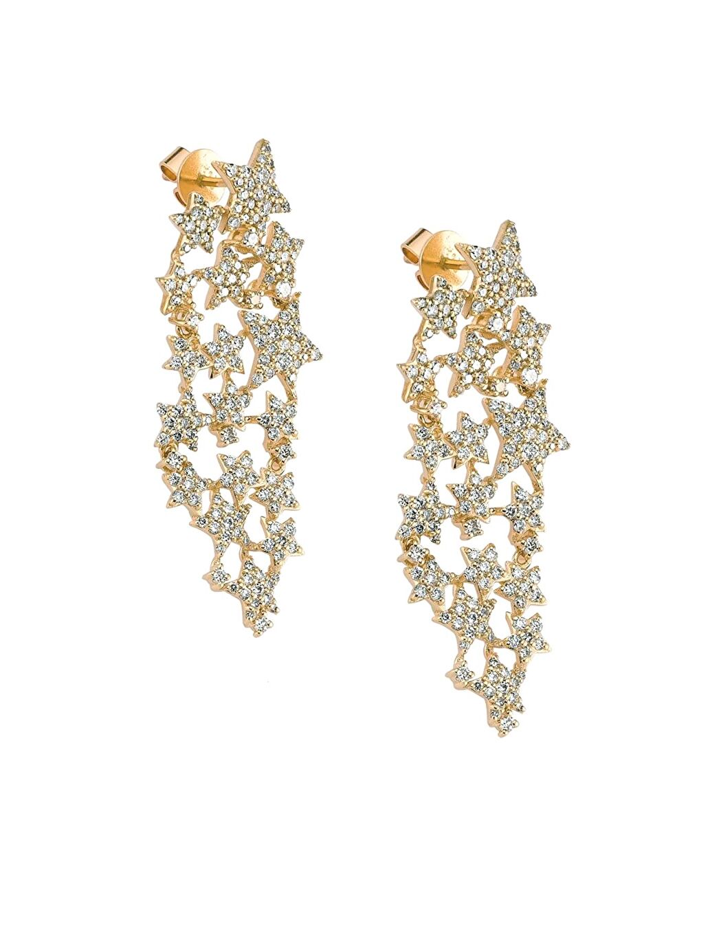 Sarı Halley Yıldızlar VIP Sallantılı Taşlı Küpe-1