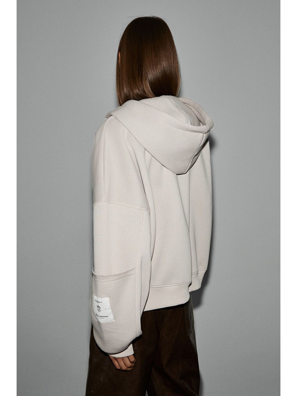 Vıvıenne Kadın Metal Fermuarlı Kapüşonlu Kolda Süs Etiket Ve Cep Detaylı Açık Lila Sweatshirt-3