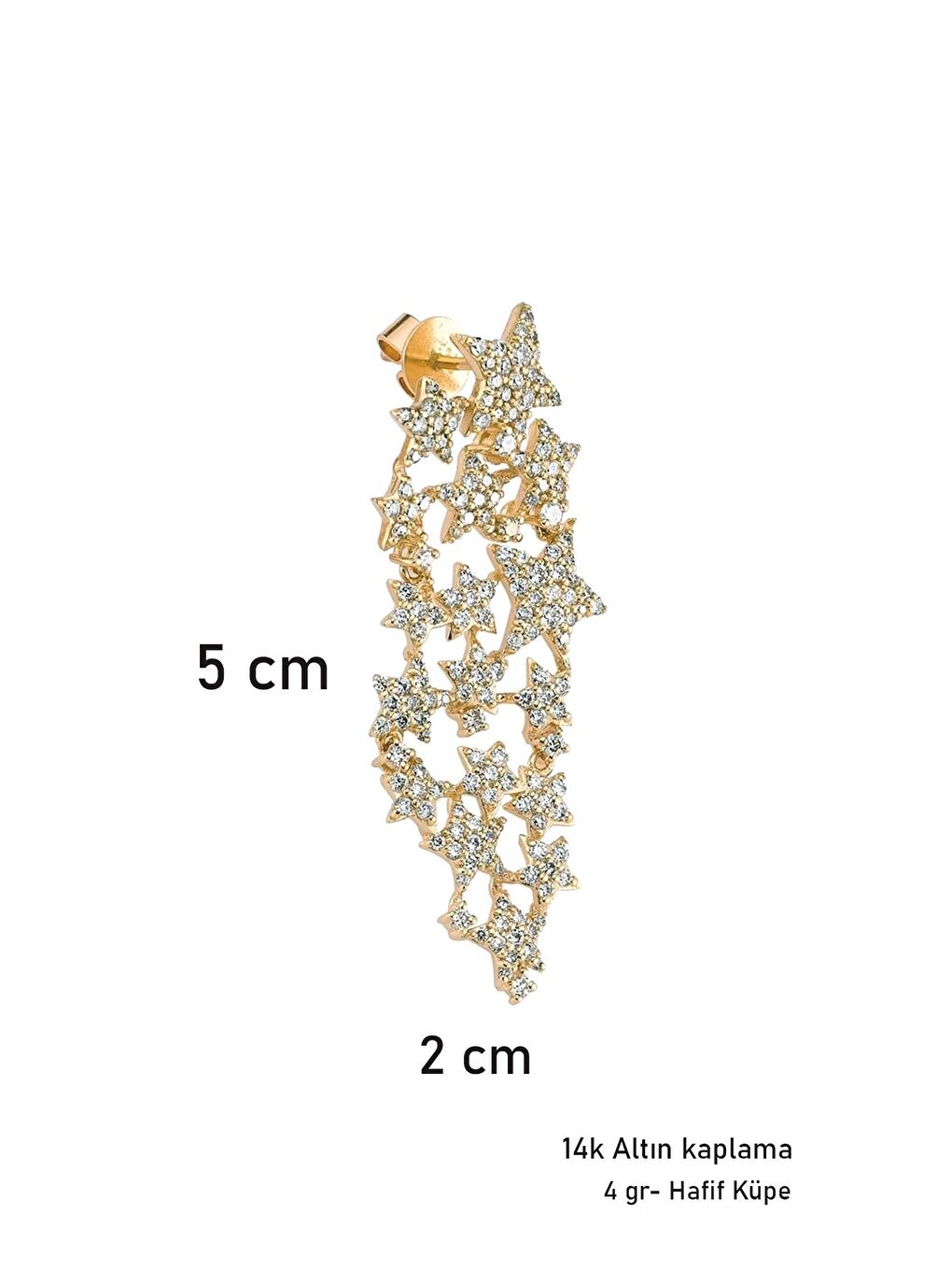 Sarı Halley Yıldızlar VIP Sallantılı Taşlı Küpe-2