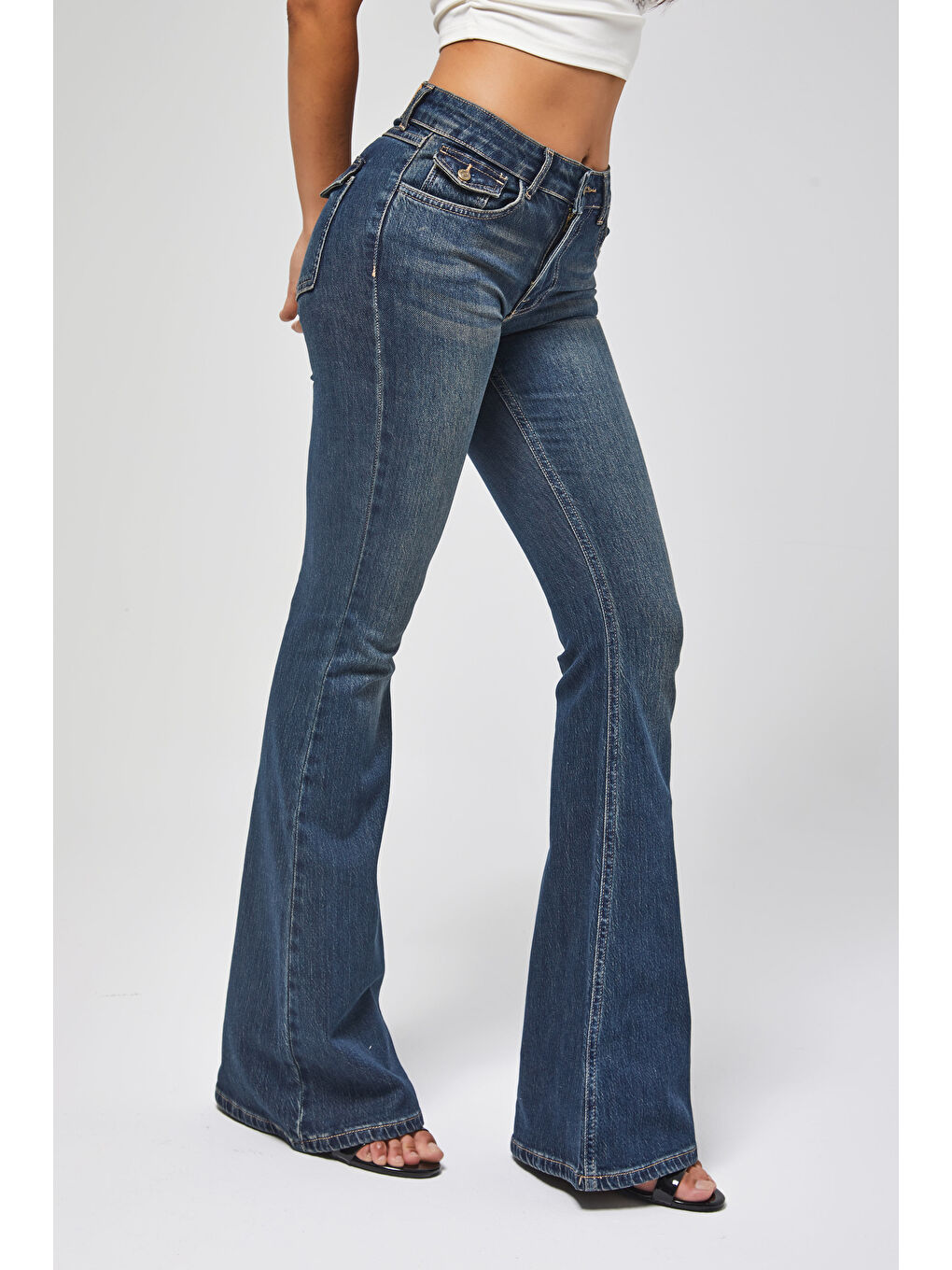 Mavi Kadın Jean Rengi 2w5-8 Mide Rise Flare Fit Süper Esnek Kumaş İç Boy 83cm Denim Jean