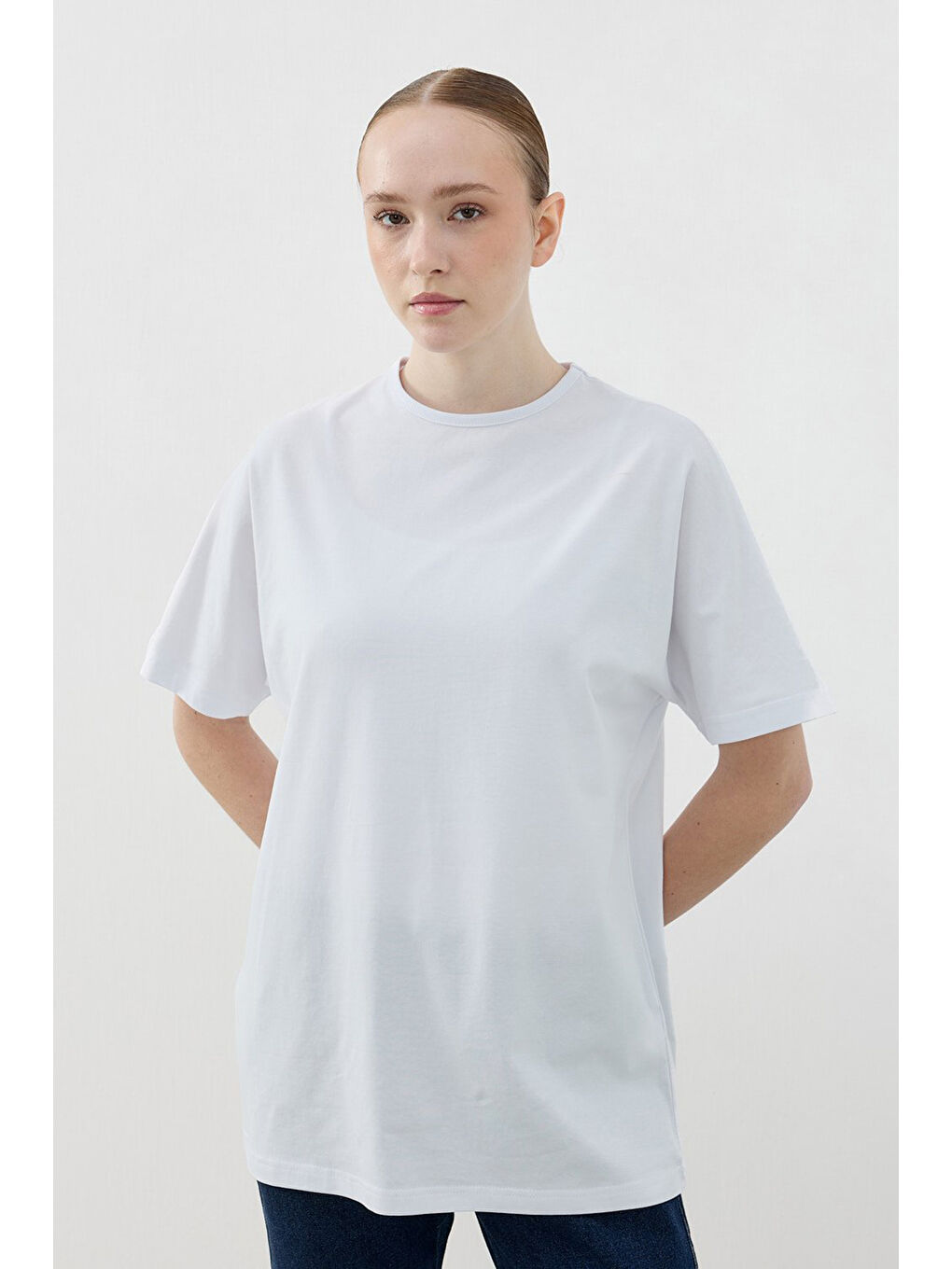 Kısa Kol Basic Pamuklu Tişört 1809 Beyaz