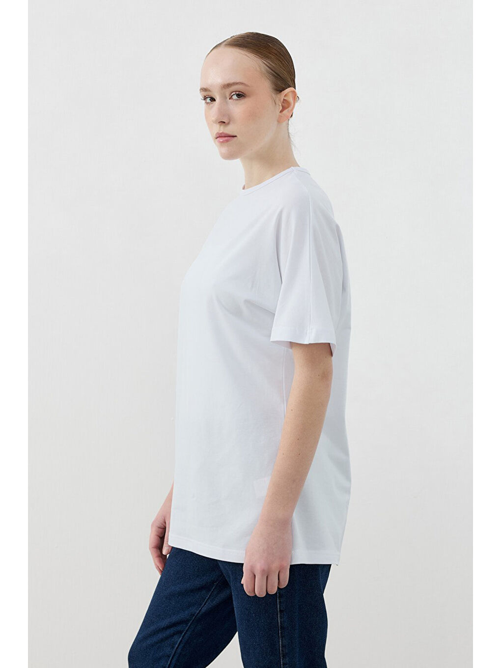 Kısa Kol Basic Pamuklu Tişört 1809 Beyaz-1