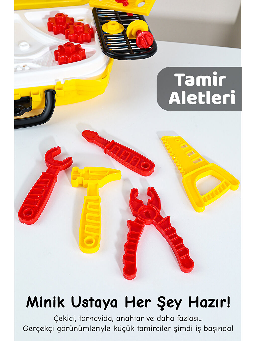 20 Parça Tekerlekli Oyuncak Tamir Seti - Çantalı Eğitici Meslek Oyunu Çocuk Tamir Çantası-2