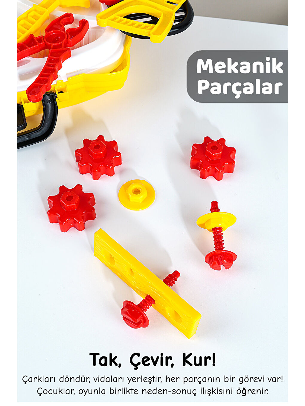 20 Parça Tekerlekli Oyuncak Tamir Seti - Çantalı Eğitici Meslek Oyunu Çocuk Tamir Çantası-3