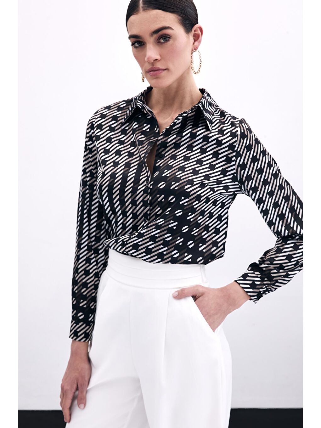 Kare Desenli Gömlek - Siyah-2