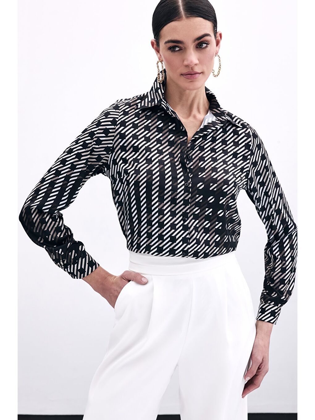 Kare Desenli Gömlek - Siyah-3