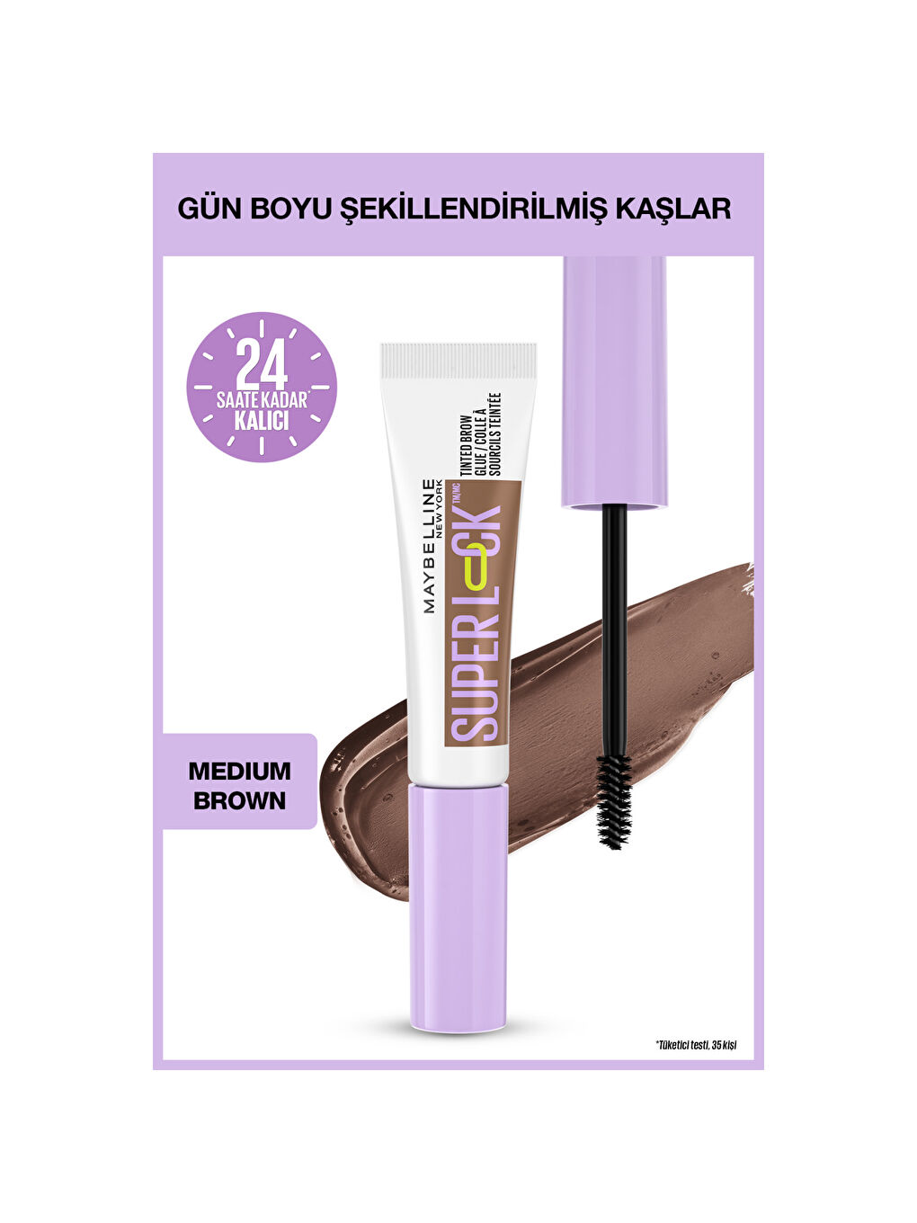 Super Lock Brow Glue Kaş Sabitleyici Maskara - Medium Brown-1