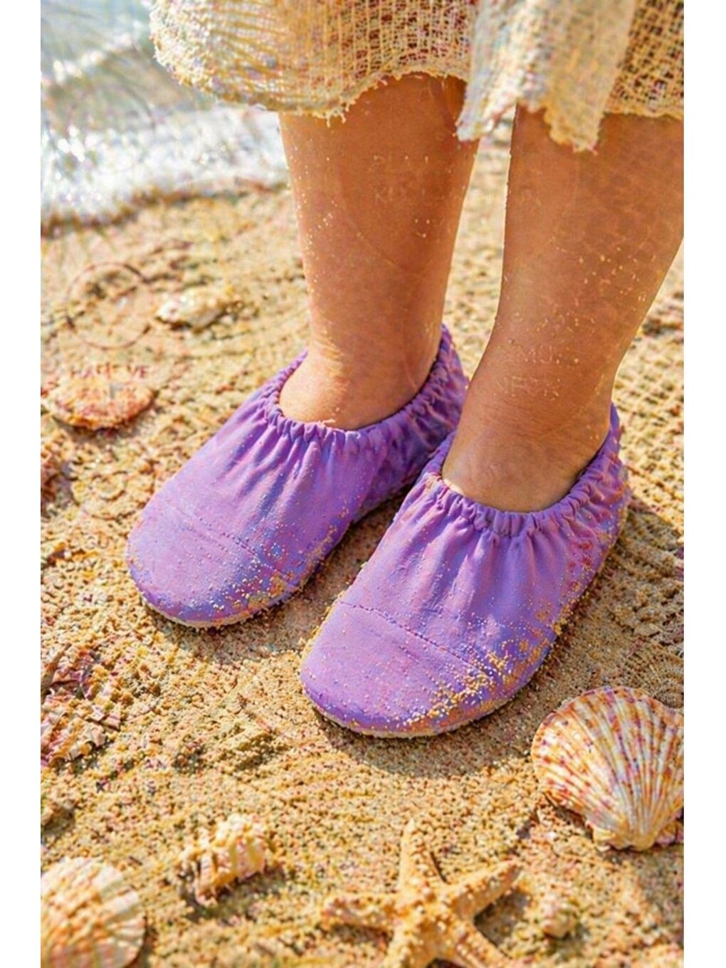 Mor Düz Renk Kaymaz Taban Bebek - Çocuk Deniz Ayakkabısı-4