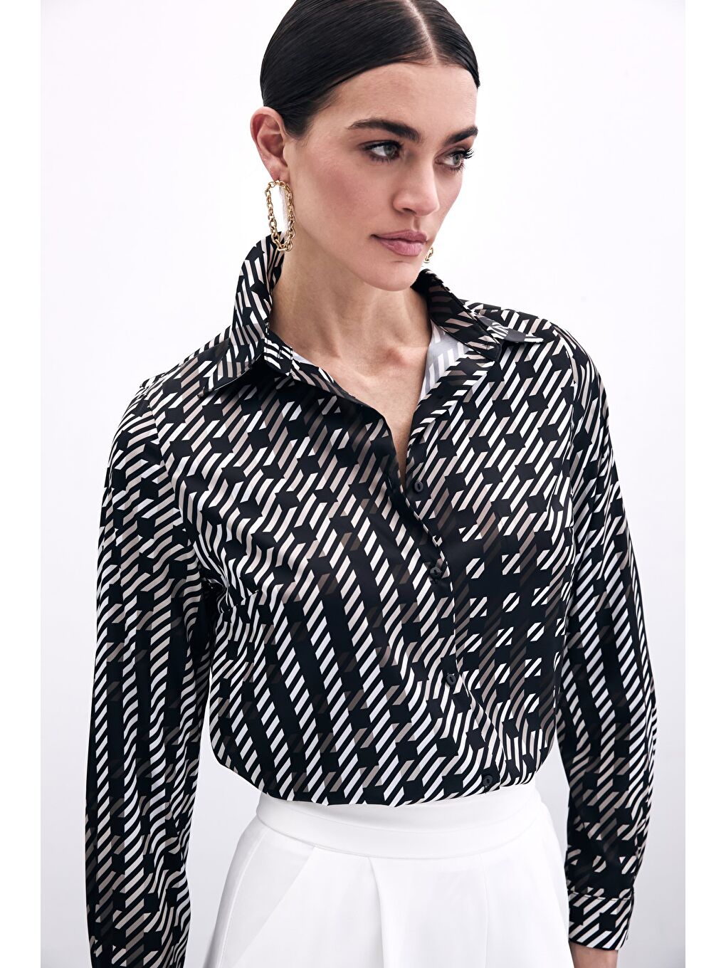 Kare Desenli Gömlek - Siyah-4