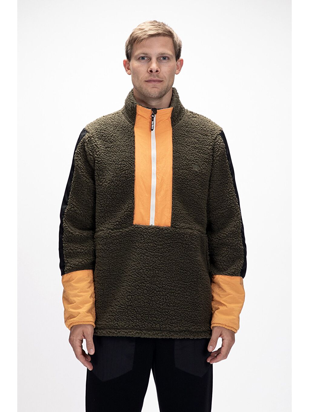 Yeşil Bomb Soluk Yeşi̇l Yarım Fermuarlı Erkek Polar