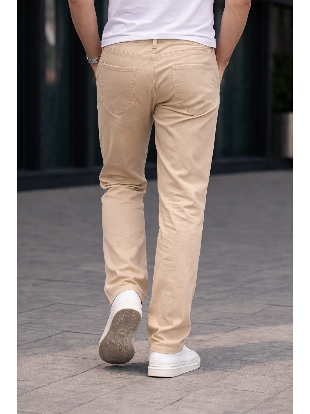 Bej Erkek Trend Bol Paça Günlük Kargo Taş Baggy Pantolon-5