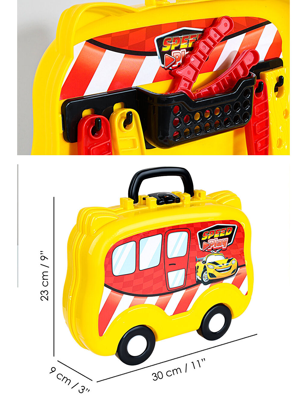 20 Parça Tekerlekli Oyuncak Tamir Seti - Çantalı Eğitici Meslek Oyunu Çocuk Tamir Çantası-5