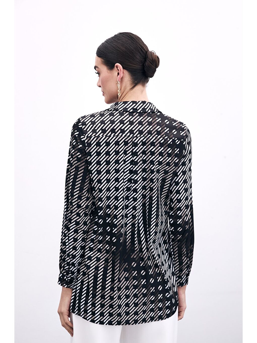 Kare Desenli Gömlek - Siyah-5