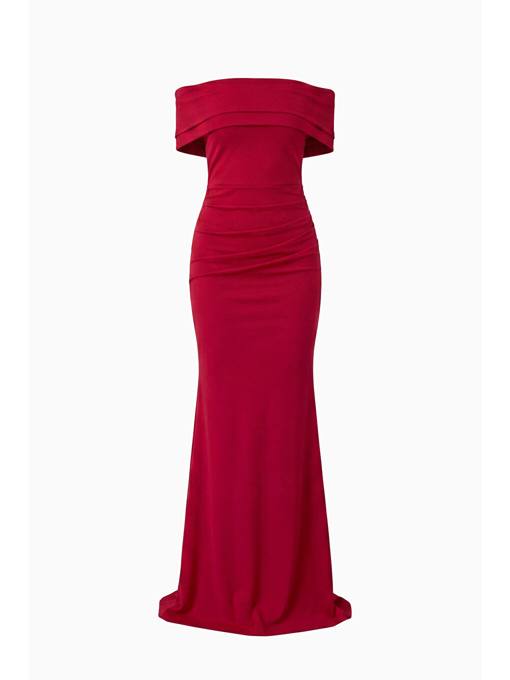 Kadın Bordo Kayık Yaka Uzun Abiye Elbise-6
