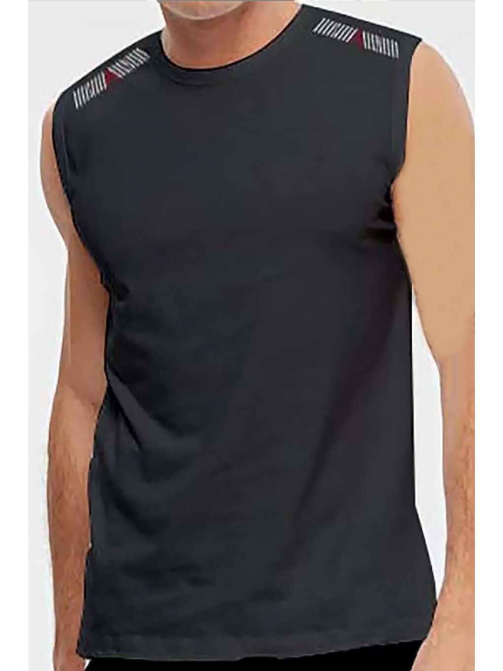 Erkek Deniz Havuz Sıfır Kol Yüzme Kolsuz Tişörtü 0355 Siyah