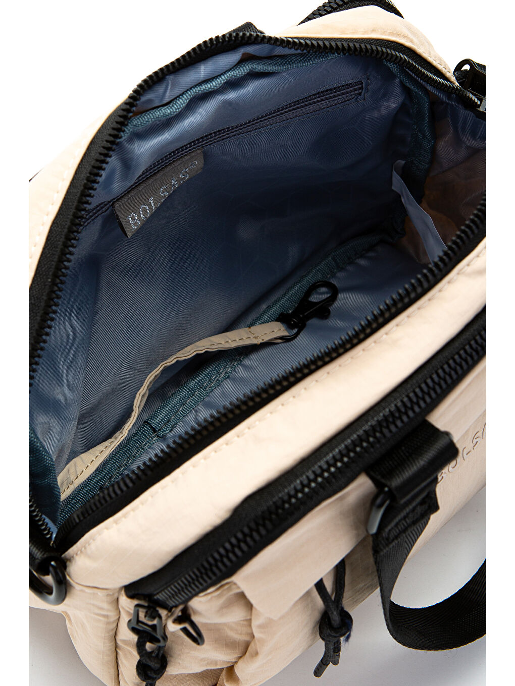 Ekru Klinkır Kumaş Kadın Çapraz Çanta Gale Krem-5