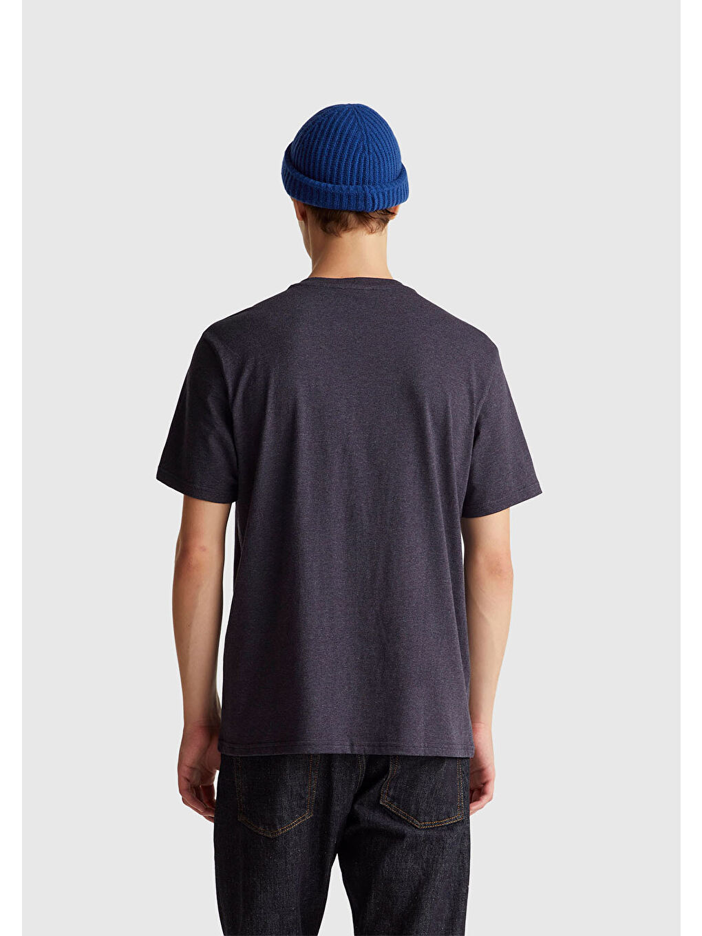 Erkek Lacivert Mix %100 Pamuk Logo İşlemeli Bisiklet Yaka T-Shirt-2