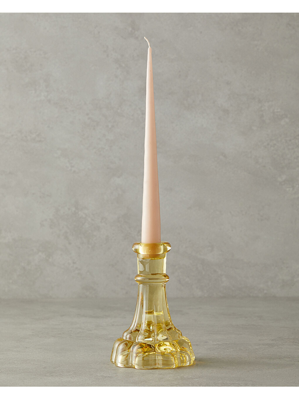 Sarı Cyrstal Cam Şamdan Amber