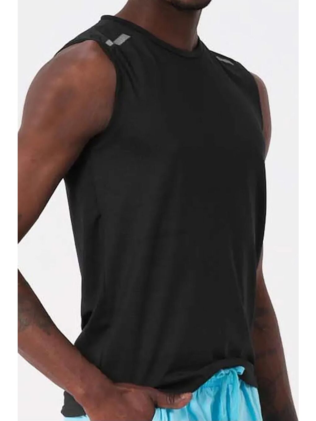 Erkek Deniz Havuz Sıfır Kol Yüzme Kolsuz Tişörtü 0355 Siyah-1