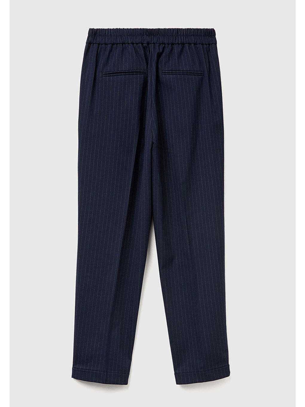 Kadın Lacivert Viskoz Karışımlı Paçası Katlamalı Jogger Pantolon-3