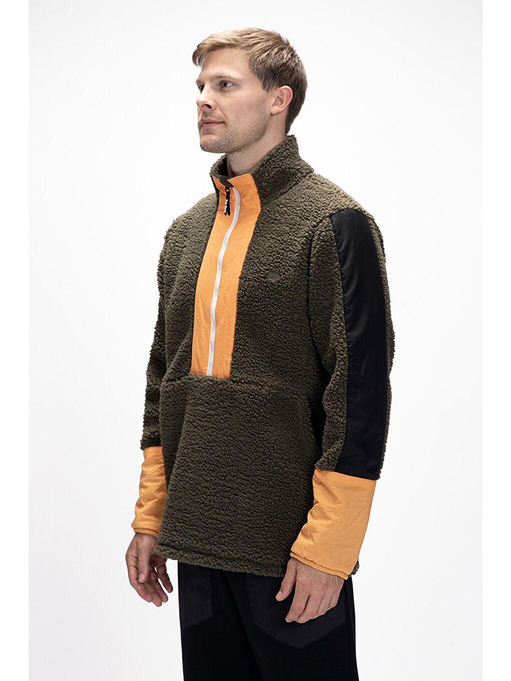 Yeşil Bomb Soluk Yeşi̇l Yarım Fermuarlı Erkek Polar-1