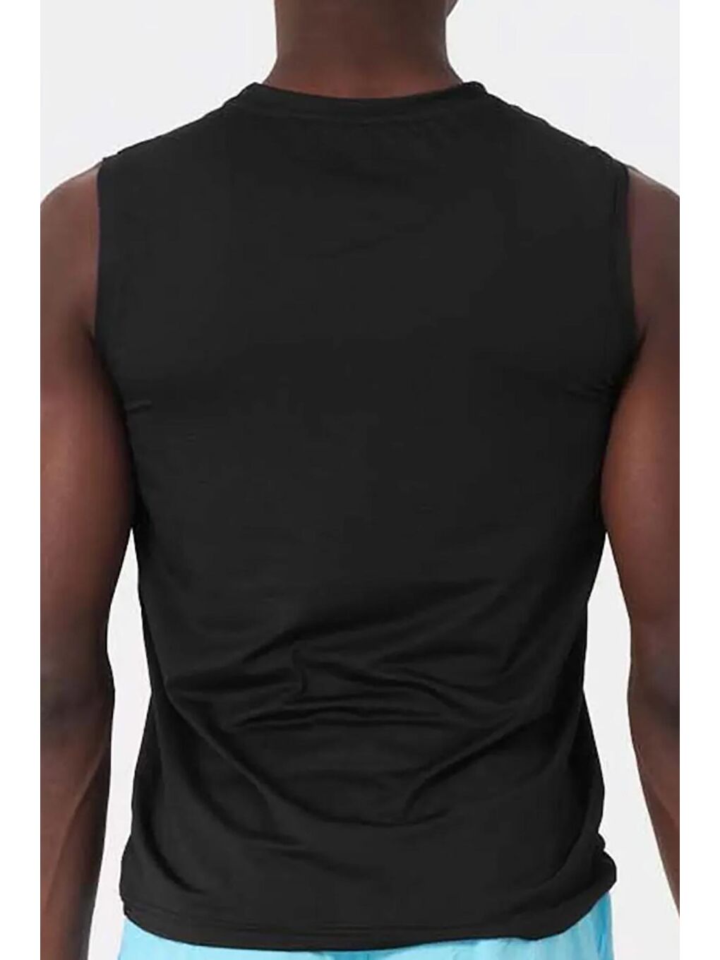 Erkek Deniz Havuz Sıfır Kol Yüzme Kolsuz Tişörtü 0355 Siyah-2