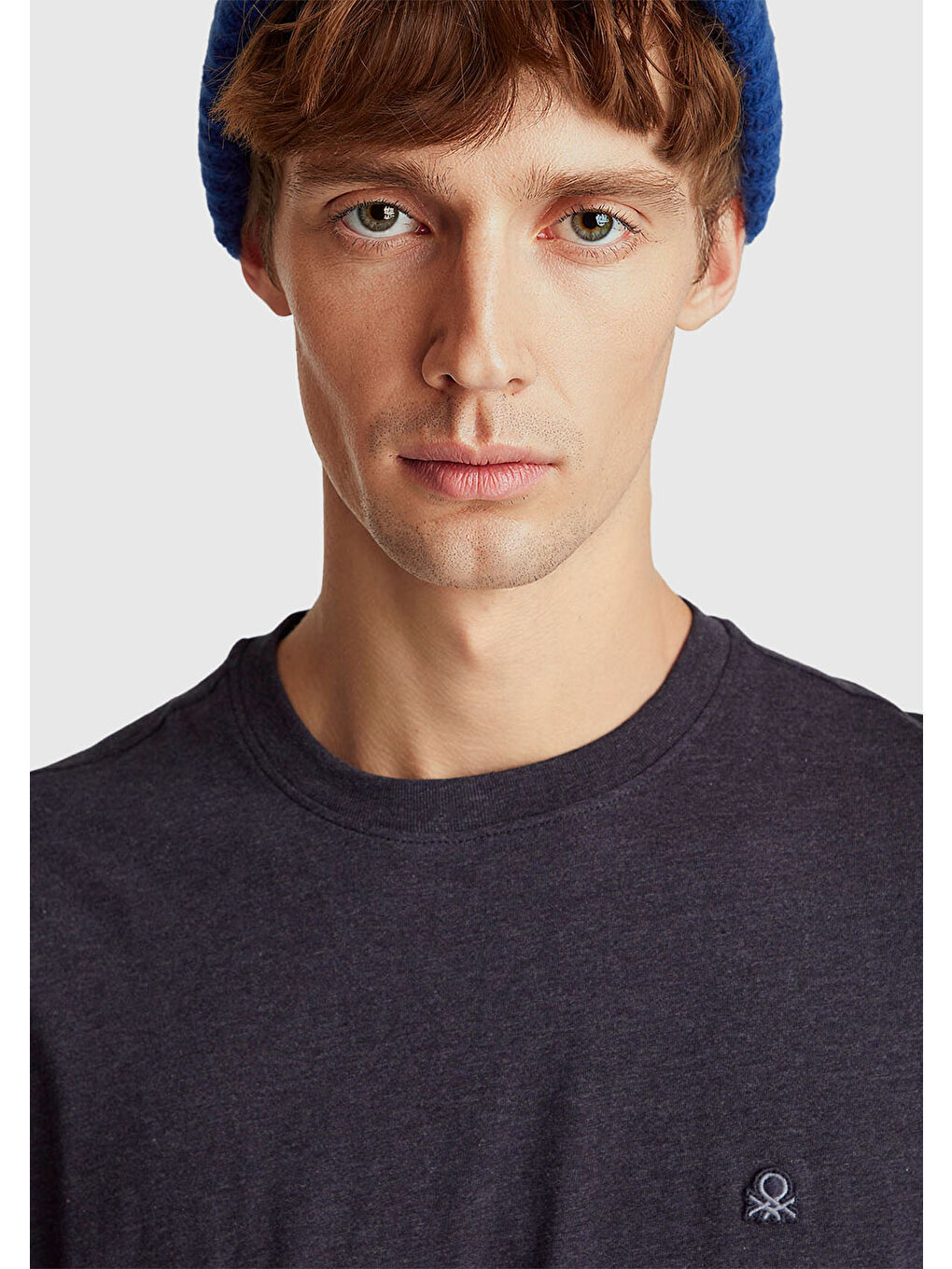 Erkek Lacivert Mix %100 Pamuk Logo İşlemeli Bisiklet Yaka T-Shirt-5