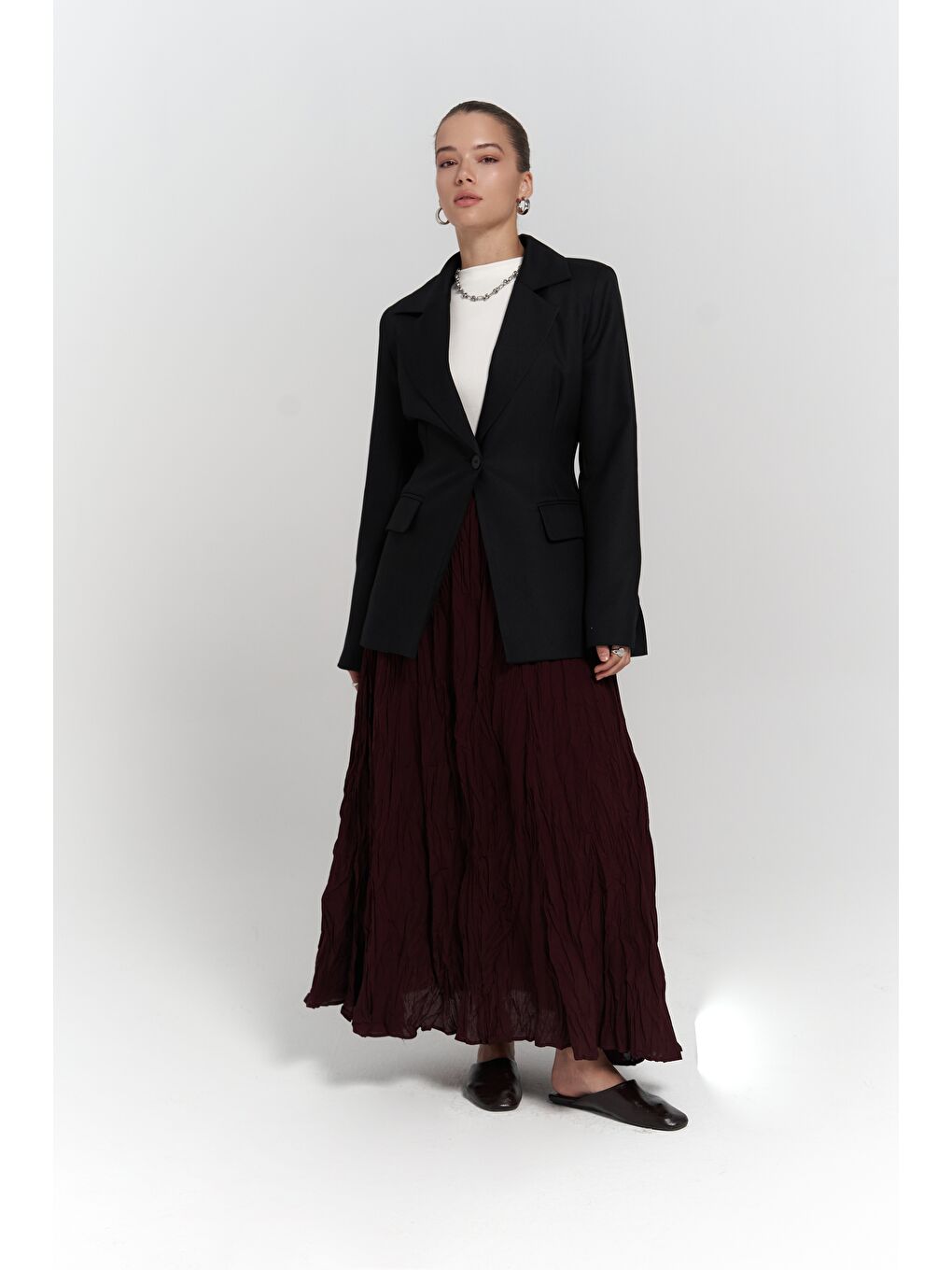 Lecco Dar Kesim Siyah Blazer-1