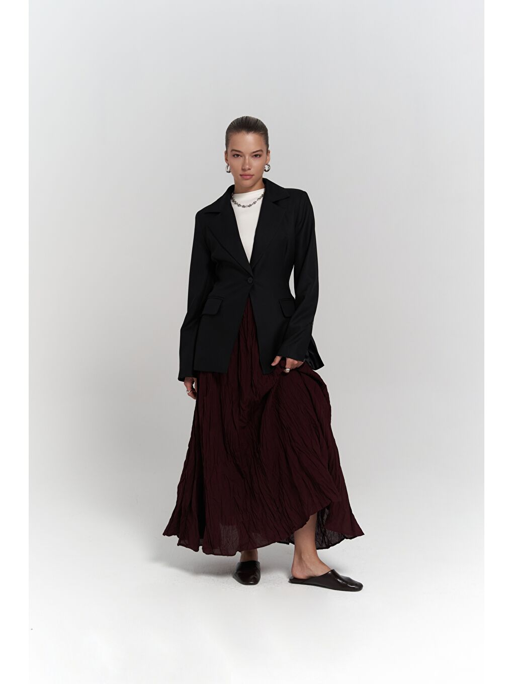 Lecco Dar Kesim Siyah Blazer-2