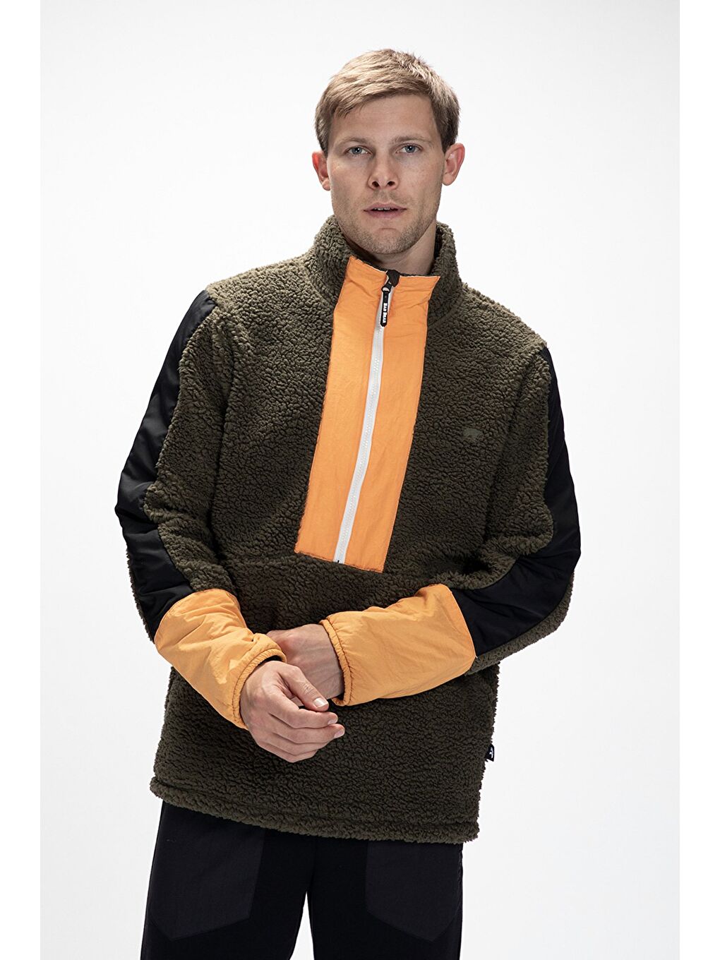 Yeşil Bomb Soluk Yeşi̇l Yarım Fermuarlı Erkek Polar-3