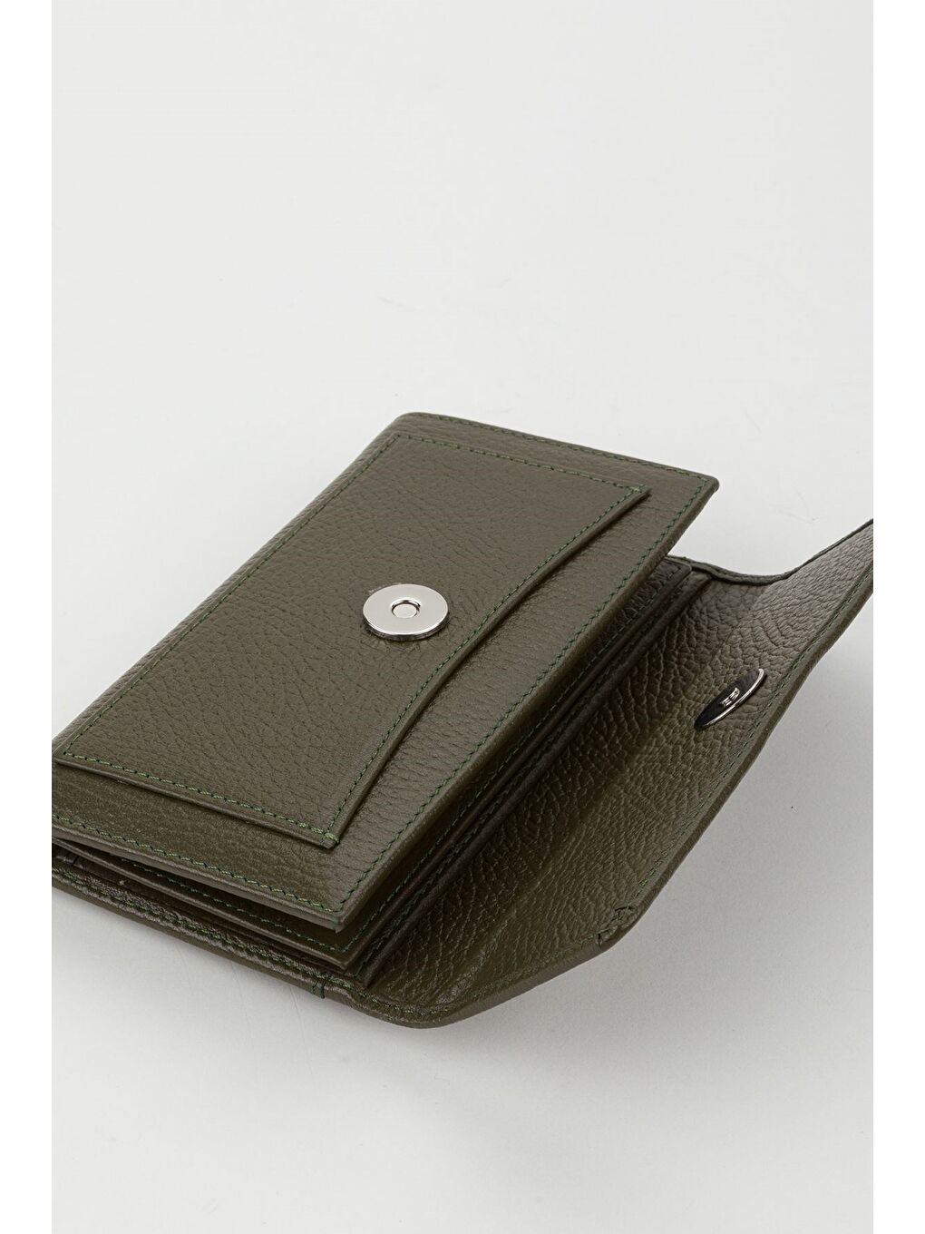 Yeşil Kutulu Hakiki Deri Mavi Orta Boy Çok Gözlü Kadın El Portföyü Kartlık Cüzdan-4