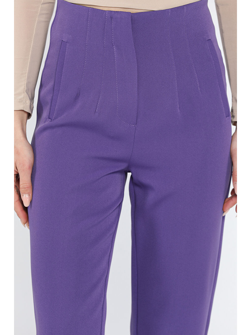 Mor Kadın Boru Paça Pantolon-2