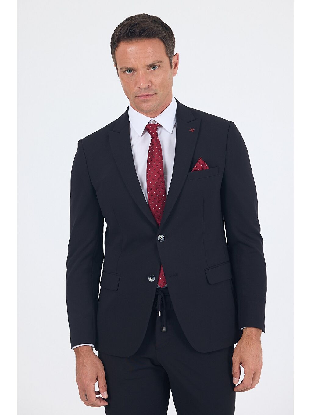 Siyah Kırlangıç Yaka Kelebek Astar 6 Drop Slim Fit Beli Lastikli Takım Elbise 1001250176-2