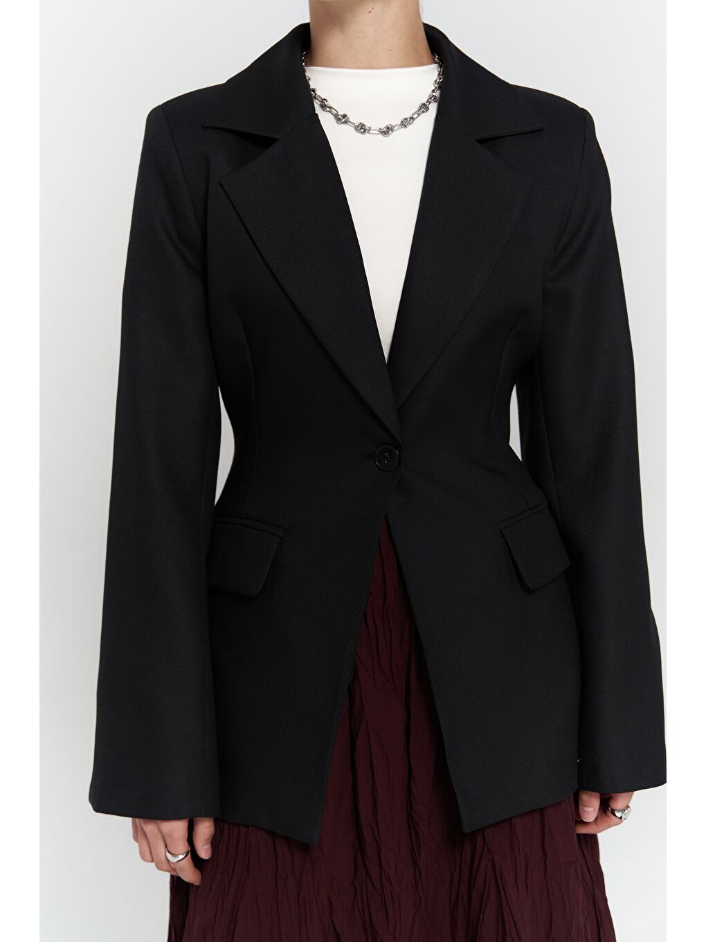 Lecco Dar Kesim Siyah Blazer-6