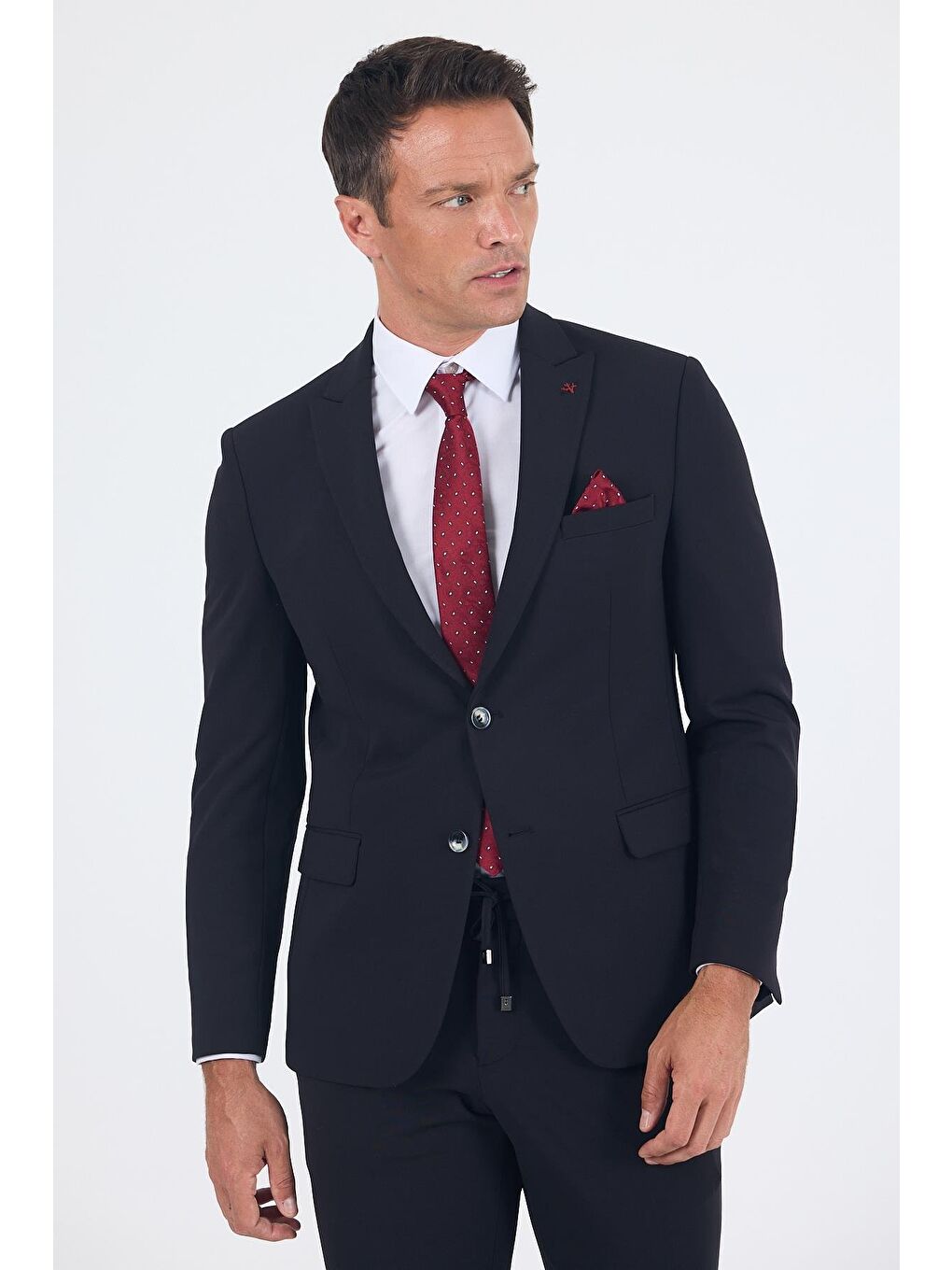 Siyah Kırlangıç Yaka Kelebek Astar 6 Drop Slim Fit Beli Lastikli Takım Elbise 1001250176-3