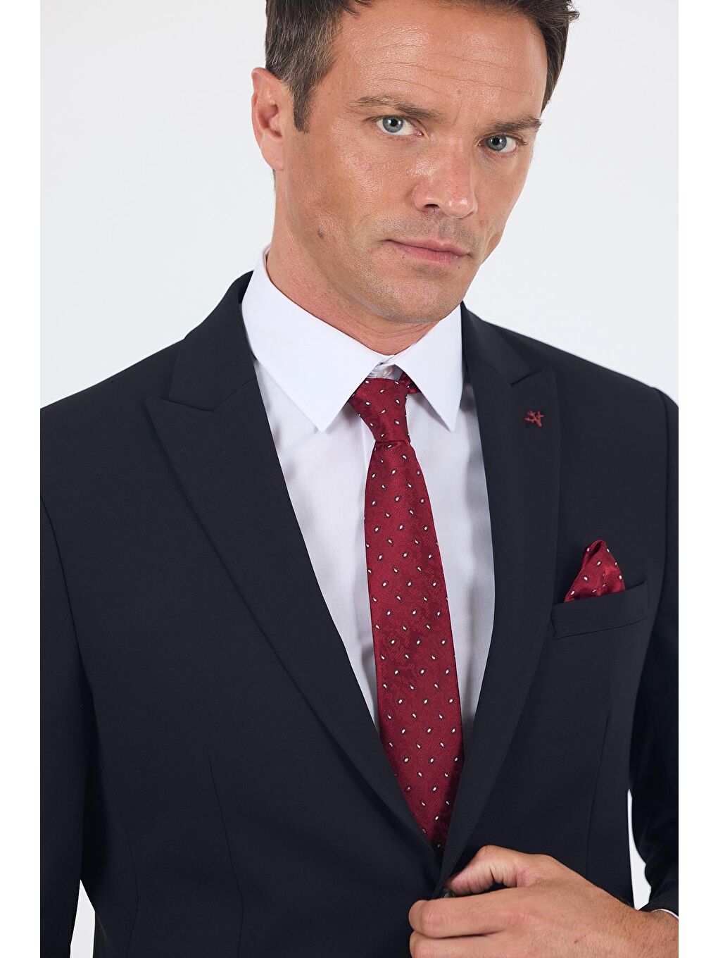 Siyah Kırlangıç Yaka Kelebek Astar 6 Drop Slim Fit Beli Lastikli Takım Elbise 1001250176-4