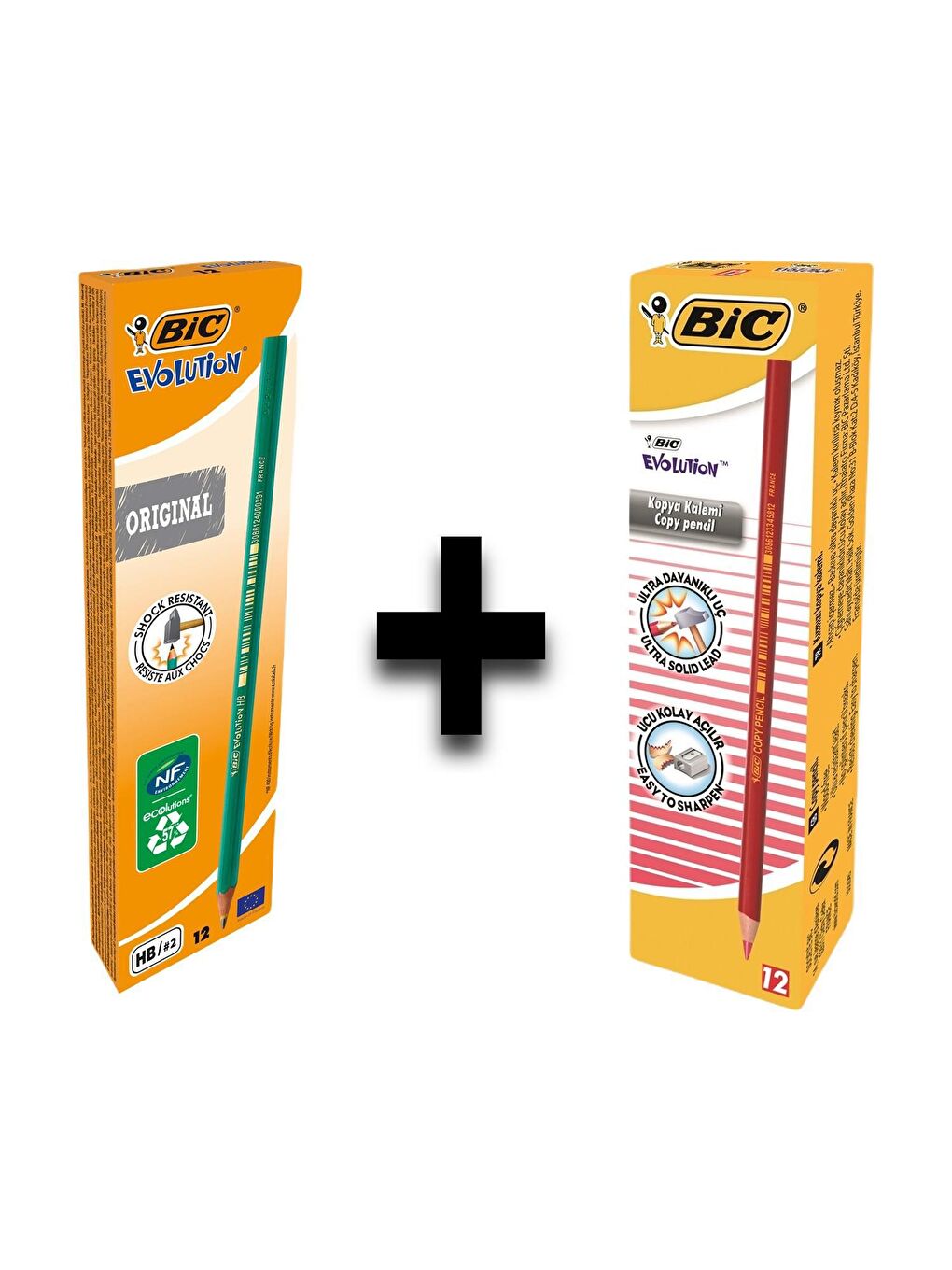 Bic Karışık Asorti Evolution 650 Hb Kurşun Kalem 12'li ve Kırmızı Kopya Kalemi 12'li